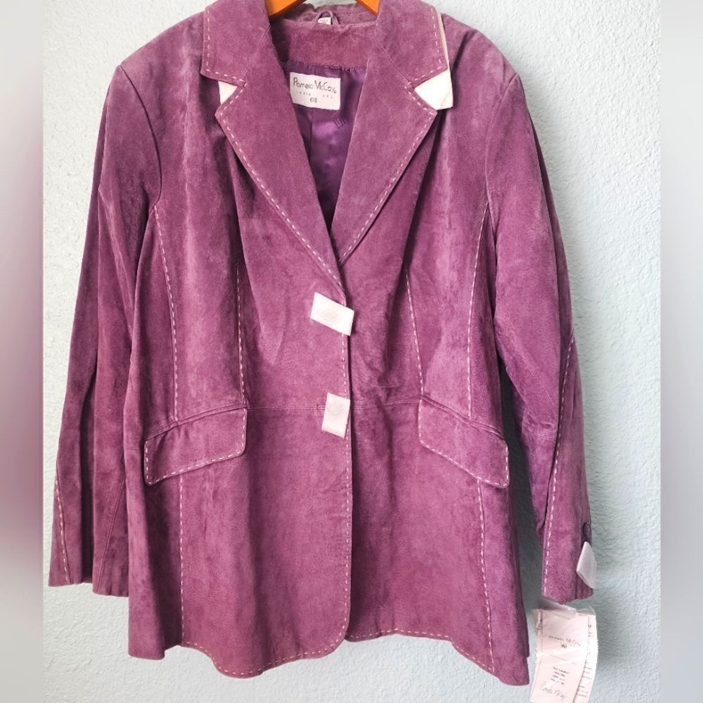 Pamela McCoy Suede Leather jacket new with tags pinkish purple